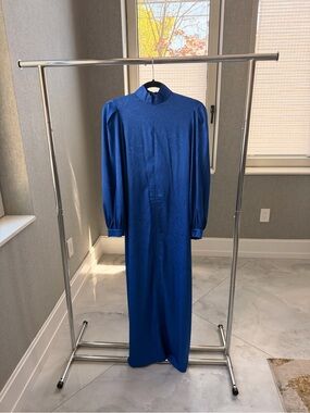 House of Lancry Elegant Cobalt High Neck Long Maxi Dress - Size S